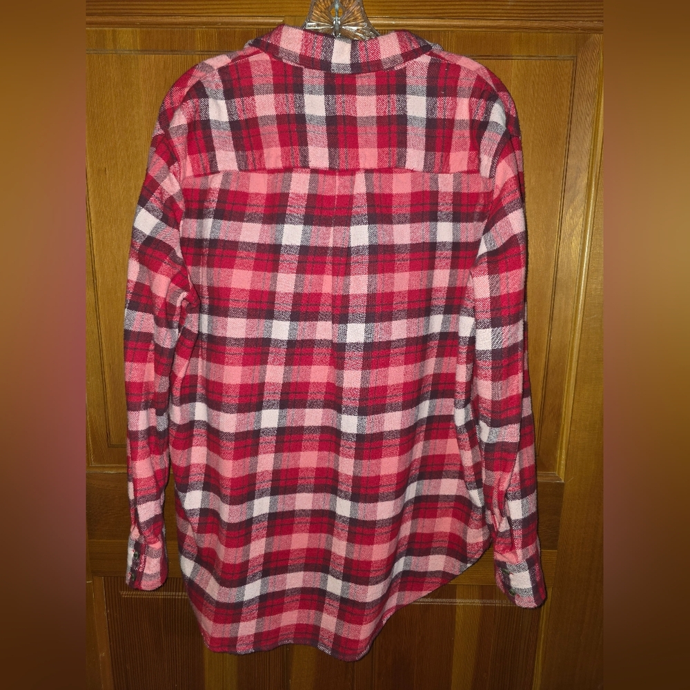 Aerie Lumber Jane Flannel Long Sleeve Oversized Button Shirt Red Plaid S - Picture 3 of 9